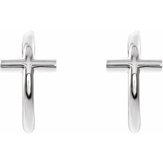 Platinum 11.8 mm Cross Hoop Earrings