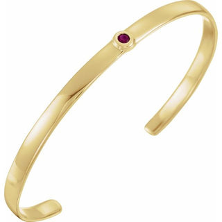14K Yellow Natural Ruby Cuff 6" Bracelet