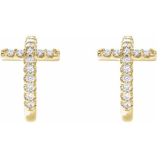 14K Yellow 1/4 CTW Natural Diamond Cross 12.15 mm Hoop Earrings
