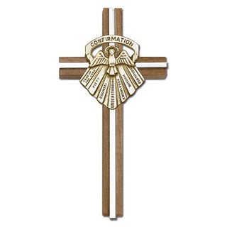 6 inch Confirmation Cross, Walnut with Antique Gold inlay