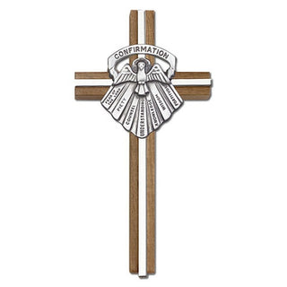 6 inch Confirmation Cross, Walnut with Antique Silver inlay
