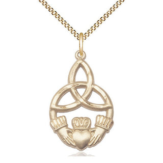 14kt Gold Filled Irish Knot Claddagh Medal Catholic Jewelry