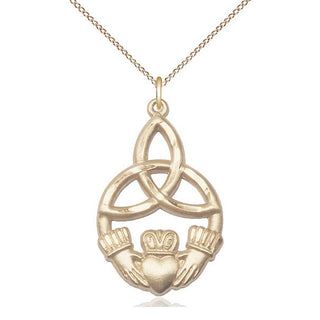 14kt Gold Filled Irish Knot Claddagh Medal Catholic Jewelry