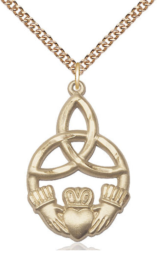 14kt Gold Irish Knot Claddagh Medal
