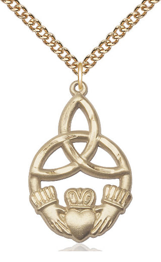 14kt Gold Irish Knot Claddagh Medal