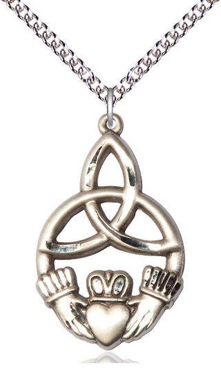 Sterling Silver Irish Knot Claddagh Medal Catholic Jewelry