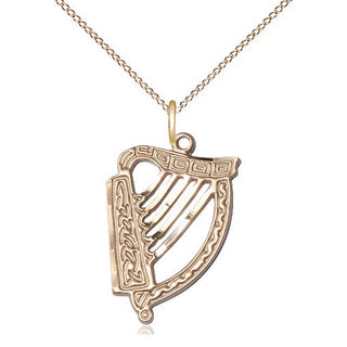 14kt Gold Filled Irish Harp Medal Religious Jewelry