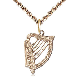 14kt Gold Filled Irish Harp Medal Religious Jewelry