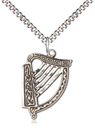 Sterling Silver Irish Harp Medal Religious Jewelry