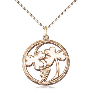 14kt Gold Filled Irish Shamrock Harp Medal Catholic Jewelry