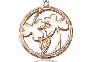 14kt Gold Irish Shamrock Harp Medal