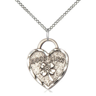 Sterling Silver Good Luck Shamrock Heart Medal Religious Jewelry