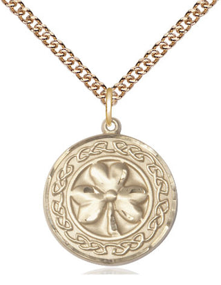 14kt Gold Filled Shamrock w/Celtic Border Medal Religious Jewelry