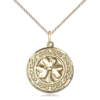 14kt Gold Shamrock w/Celtic Border Medal