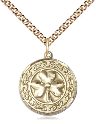14kt Gold Shamrock w/Celtic Border Medal
