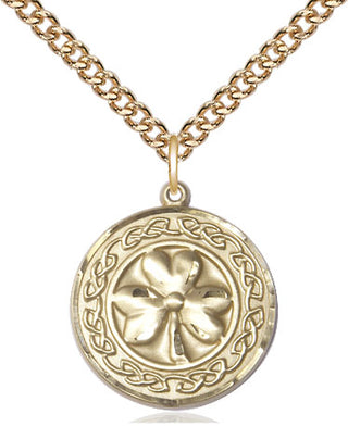 14kt Gold Shamrock w/Celtic Border Medal