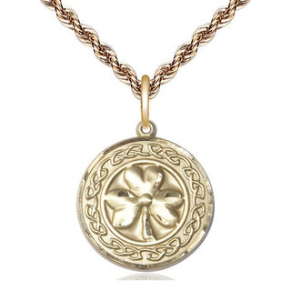 14kt Gold Shamrock w/Celtic Border Medal