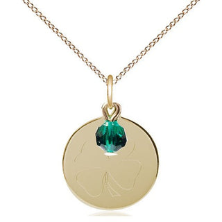 14kt Gold Shamrock Medal with a Emerald bead