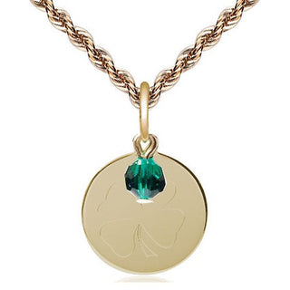14kt Gold Shamrock Medal with a Emerald bead