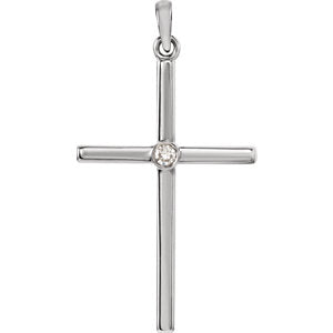 14K White Diamond Cross 30.6x16.6 MM Pendant