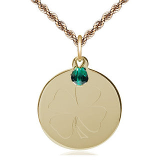 14kt Gold Shamrock Medal with a Emerald bead