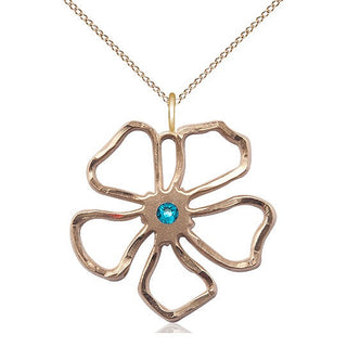 14kt Gold Filled Five Petal Flower Pendant with 3mm Zircon Swarovski Necklace