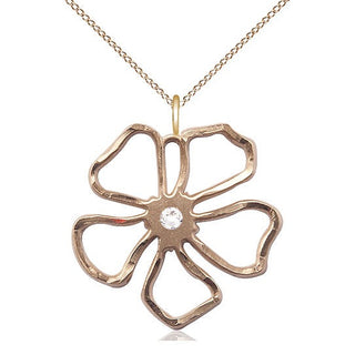 14kt Gold Filled Five Petal Flower Pendant with 3mm Crystal Swarovski Necklace