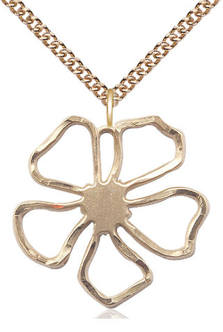 14kt Gold Filled Five Petal Flower Medal Catholic Jewelry
