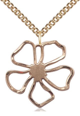 14kt Gold Five Petal Flower Medal
