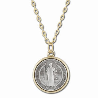 St. Benedict Pendant Gold 1" Boxed