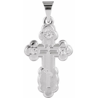 14K White Saint Olga Orthodox Cross Pendant