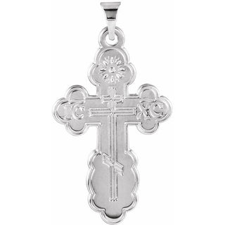 14K White Saint Olga Orthodox Cross Pendant