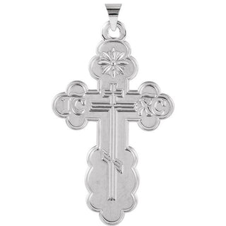 14K White Saint Olga Orthodox Cross Pendant