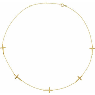14K Yellow 5-Station Cross Adjustable 16-18â Necklace  