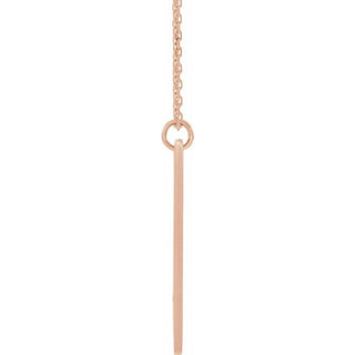 14K Rose Engravable Pierced Cross Bar 16-18" Necklace