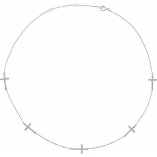 14K White 5-Station Cross Adjustable 16-18â Necklace  