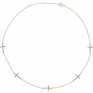 14K Rose 5-Station Cross Adjustable 16-18â