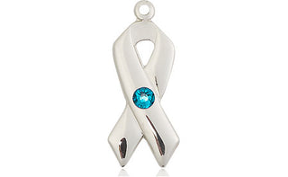 Sterling Silver Cancer Awareness Pendant with a 3mm Zircon Swarovski stone on an 18-inch Sterling Silver Light Curb Chain