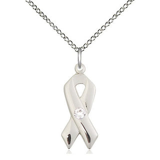 Sterling Silver Cancer Awareness Pendant with 3mm Crystal Swarovski stone Necklace