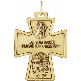 14K Yellow 28x23.5 mm Four-Way Cross Medal