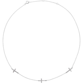14K White 3-Station Cross Adjustable 16-18â Necklace   