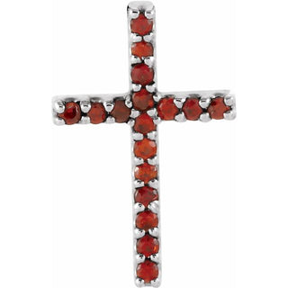 Platinum Natural Mozambique Garnet Petite Cross Pendant