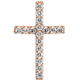 14K Rose .06 CTW Natural Diamond Petite Cross Pendant