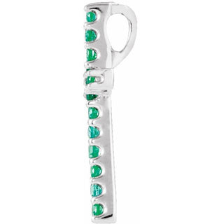 14K White Natural Emerald Petite Cross Pendant