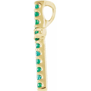 14K Yellow Natural Emerald Petite Cross Pendant