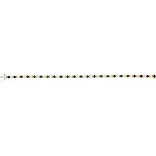 14K Yellow Natural Blue Sapphire &  2 3/8 CTW Natural Diamond Line 7" Bracelet