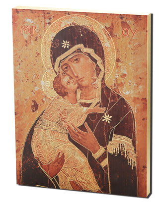 Our Lady Of Vladimir Large Gold Embossed Plaque - SALE