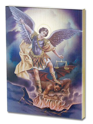 St. Michael Large Gold Embossed Wooden Plaque