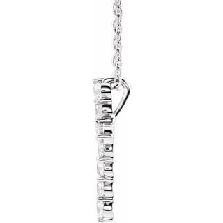 14K White 1/4 CTW Natural Diamond Cross 16-18" Necklace