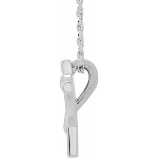 Platinum Youth Cross with Heart 15" Necklace